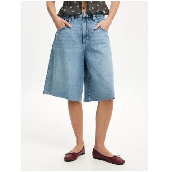 Cotton On Pants - Cotton On Lyocell Wide Jort Womens Denim Bermuda Shorts Size 30 Light Wash Blue
